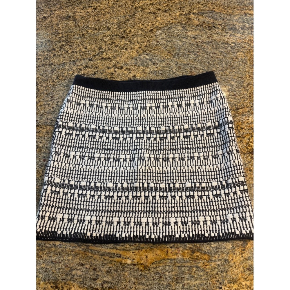 HELMUT‎ LANG Black White Geometric Knit Mini Skirt Size Small